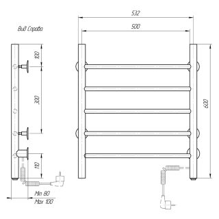 Полотенцесушитель электрический Domoterm Аврора DMT 109-5 50x60 EK R хром
